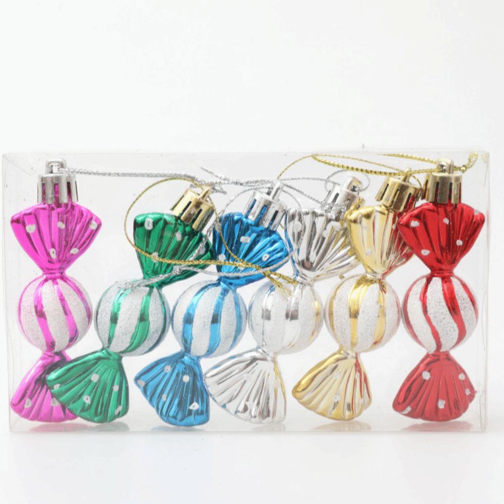 6Pcs Decorative Xmas Tree Hanging Decorations Multicolor Christmas Candy Pendants New Year
