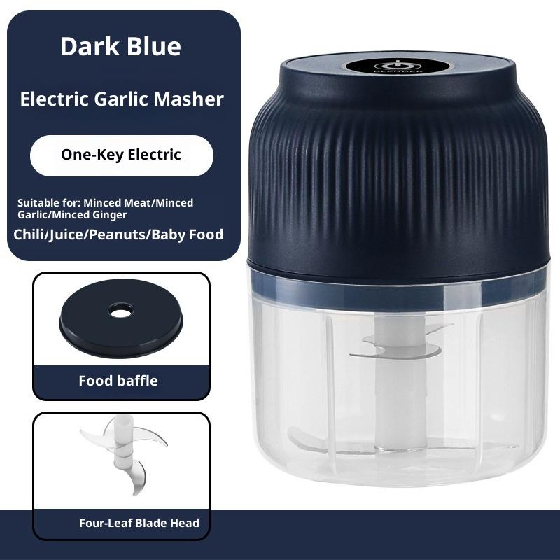 

Портативная электрическая чеснокодавилка Мини измельчитель для продуктов овощей чеснока чили мяса Blue 4Blade