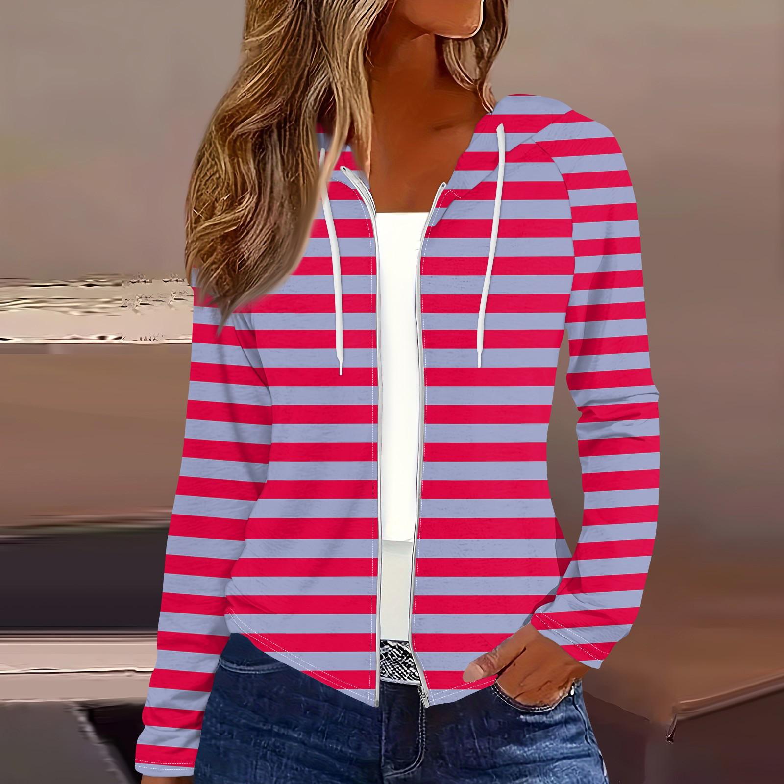 Женская мода повседневная застежка-молния с капюшоном и принтом с длинным рукавом толстовки пальто S