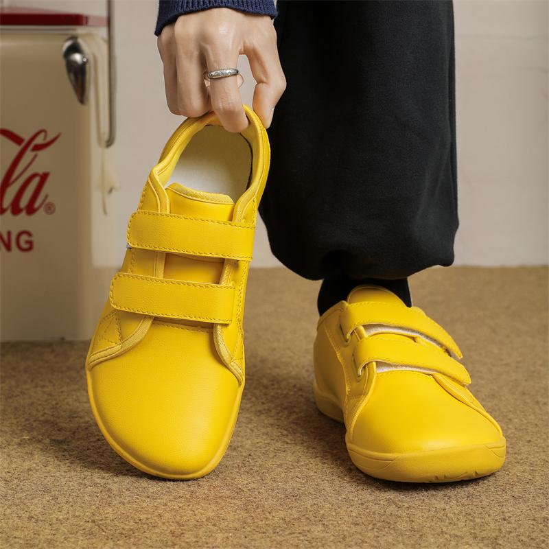 Men Barefoot Casual Flats Wide Palm Driving Shoes orange color Wide Head Walking Shoes White Shoes Large Size