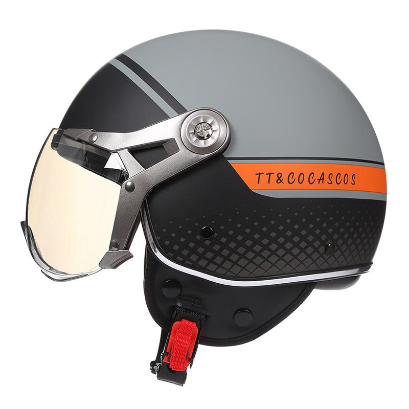 New Open Face 3/4 Motorcycle Helmet Retro Motorbike Helmets Vintage Chopper Capacete De Moto Bike Scooter With For Men Women DOT