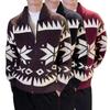 Men's Plus Size Ethnic Diamond Knit Cardigan Sweater