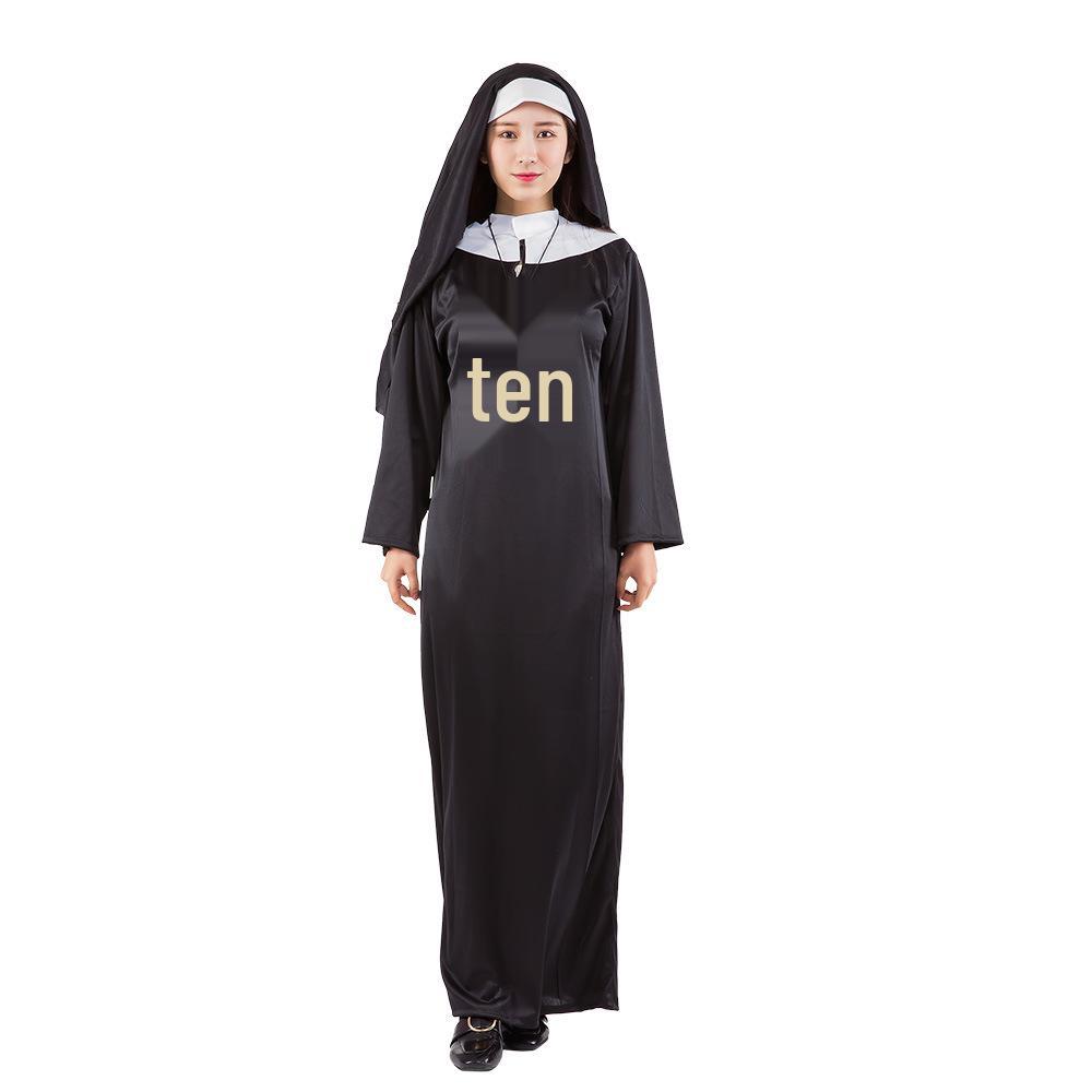 Adult Priest and Nun Role-Playing Clerical Robe Costume