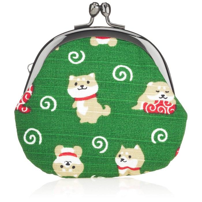 Maeda Senkō Wabunichi Bean Shiba Shopping 2.5 Round Coin Purse Green 117808 9.5cm