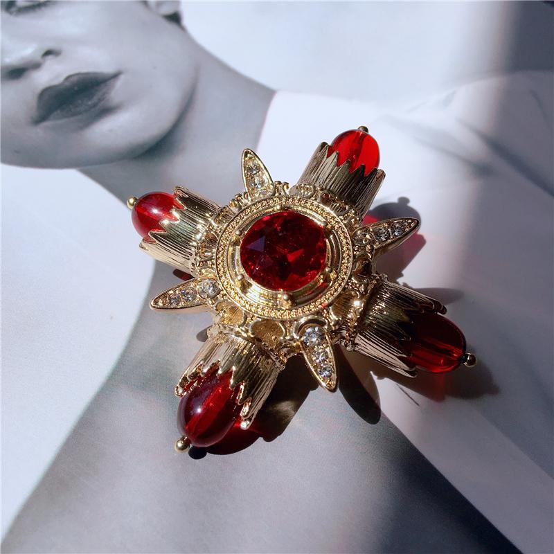 Creative Retro Baroque Style Gemstone Brooch Luxury Palace Party For Women Clothing Accessories Brooches Holiday Gifts