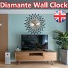 Kulaté diamantové hodiny Nástěnné hodiny Tiché netikající Do obývacího pokoje UK
