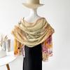 National Style and National Trend Green Hollow Flower-cutting Dinner Shawl for Women New Craft Printed Silk Scarf High-end Wedding Scarf