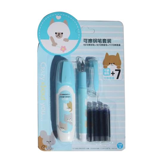 

Стираемая перьевая ручка с большим наконечником и 7 стержнями, канцелярские школьные принадлежности