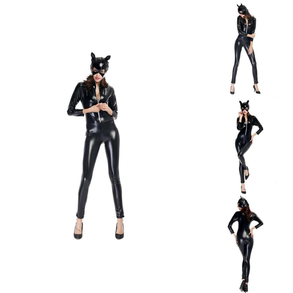 Costume da Ragazza Gatto in Pelle a Tema Gioco per Unisex Festa di Halloween Cosplay