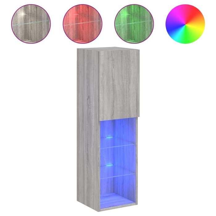 VidaXL TV Stand with LED Lights, Wall-Mounted TV Cabinet with Storage, Floating TV Stand Living Room, 837025