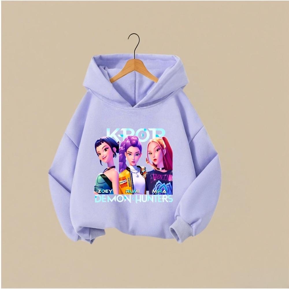 

Toddler Kpop Demon Hunters Hoodie Cute Zoey Rumi Mira Print Casual Kids Hat Sweatshirt Softy Children Cloth Fashion Toddler Tops 150