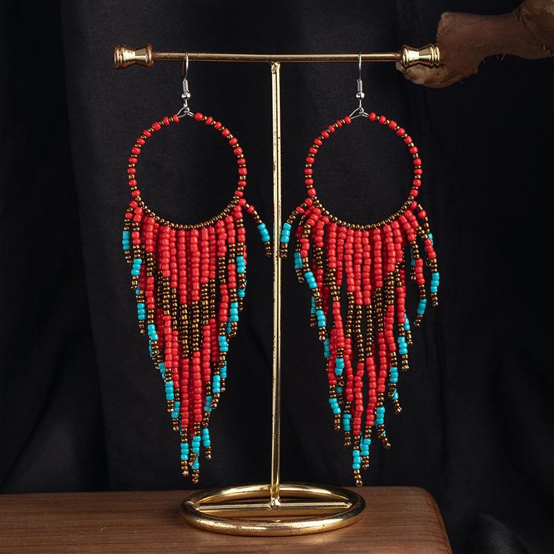 Retro Bohemian Long Beaded Earrings for Women