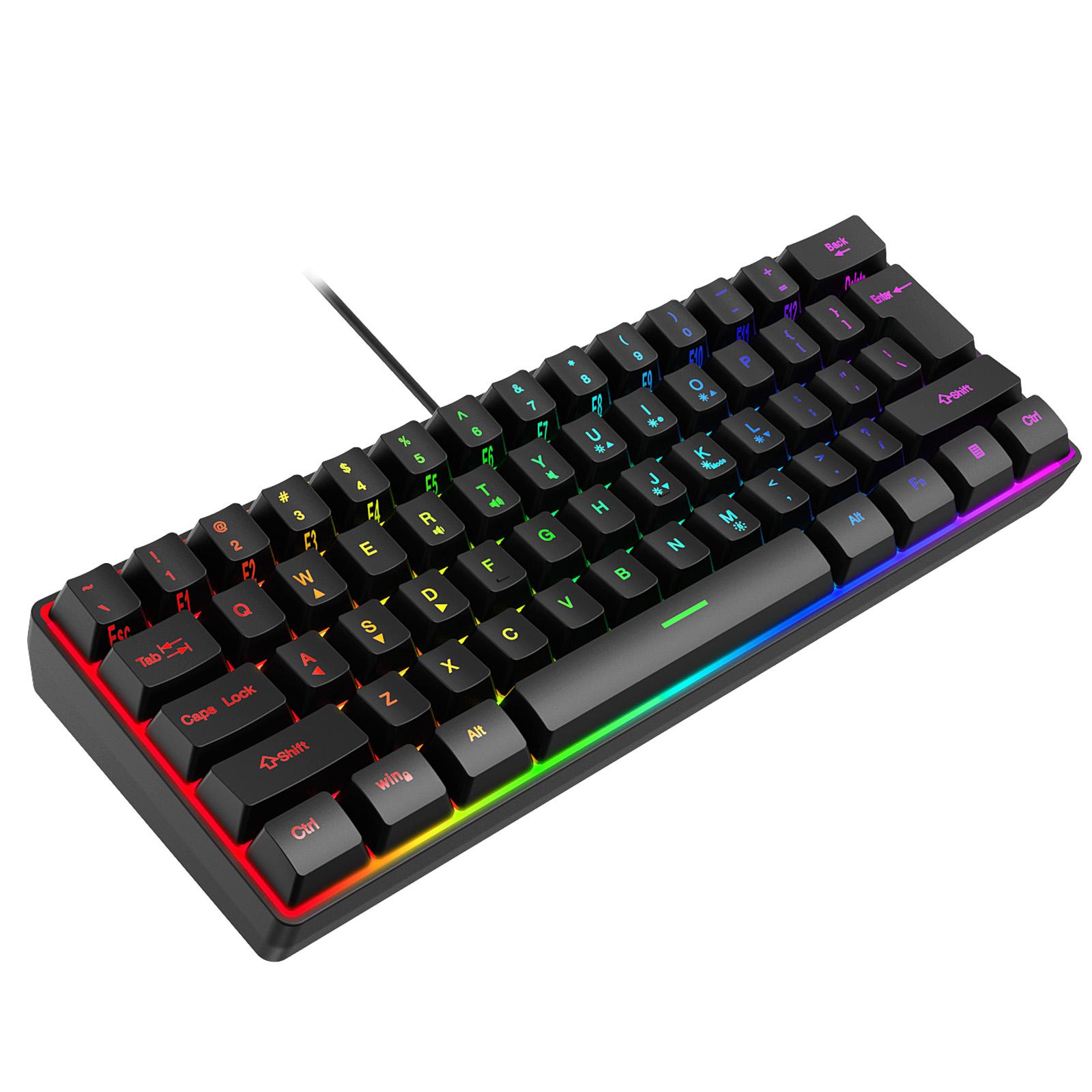 

Y-FRUITFUL K401 Wired Keyboard 61-Key RGB Backlit Computer Office Gaming Keyboard As Shown A