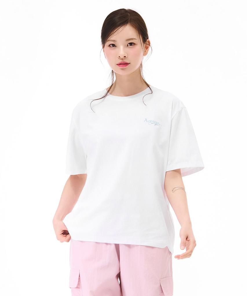 CHASECULT Women'S Cool Back Neck Modified Short Sleeve T-Shirt - White