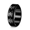 8mm Titanium Steel Punk Rotatable Decompression Ring with Woven Mesh and 18K Vacuum Plating