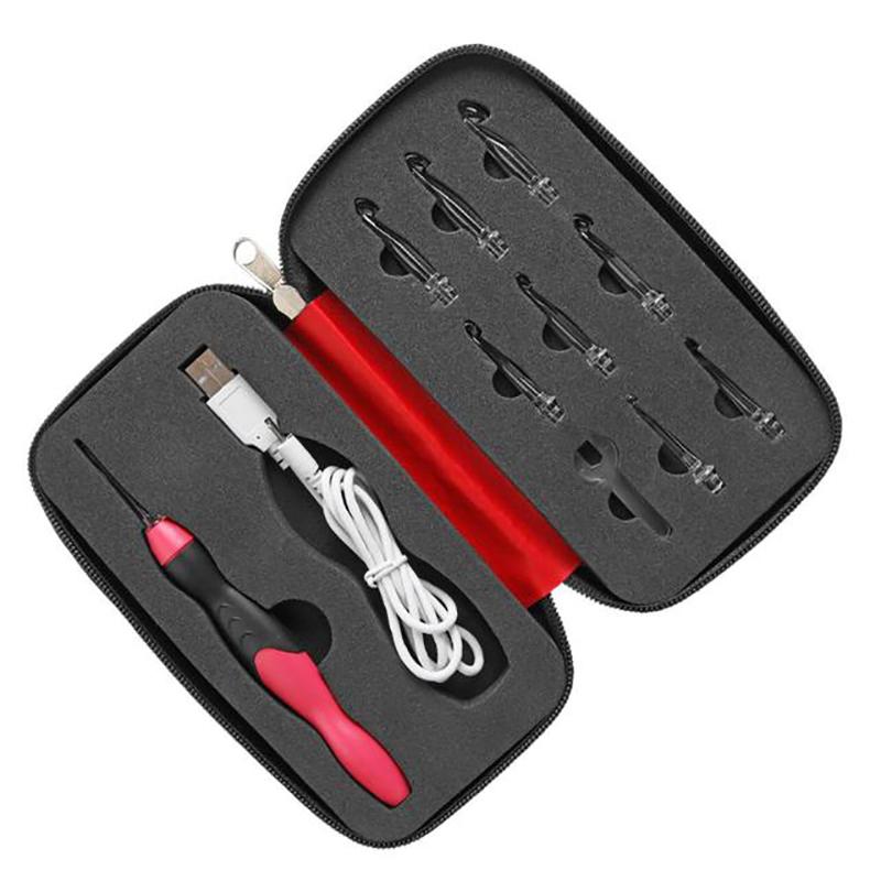 

9 в 1 USB светящиеся крючки для вязания спицы светодиодные швейные инструменты набор DIY ткацкий набор инструментов для свитера швейные принадлежности