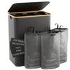 Foldable Bamboo Laundry Hamper with Lid - Oxford Cloth Dustproof Storage Basket