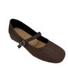 2025 Retro Woven Mary Jane Ballet Flats with Inner Lift, Square Toe, One-Strap Design for Women