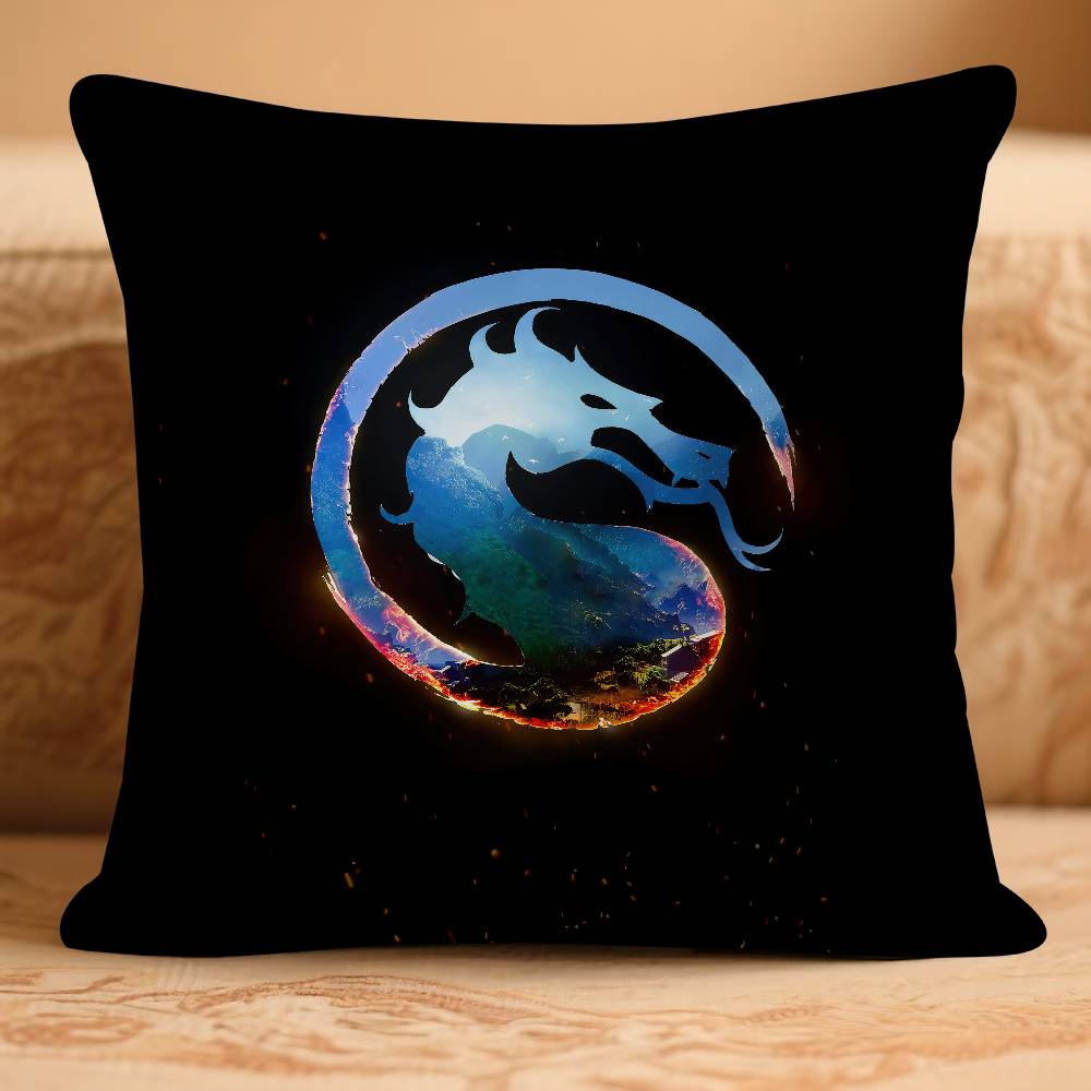 M-Mortal K-KombatS LOGO Pillow Case Removable Washable Cushion Cover – All-Season Soft Linen
