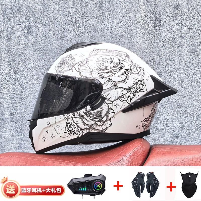 Full Face Motorcycle Helmet With External Bluetooth Module Men Women Large Rear Wing Sport Style DOT Approved