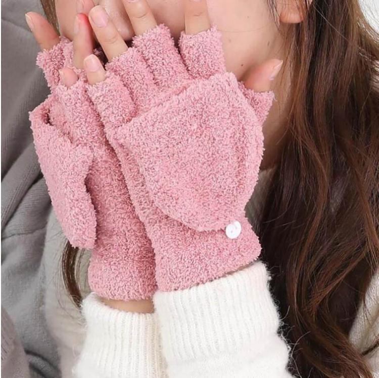 Unisex Rukavice s odklápěcími prsty Dámské Korálový samet Odolné proti chladu Palčáky Zimní teplé Měkké Dvouúčelové Fleece rukavice