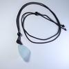 [Sundarwald] White Blue Natural Stone Aquamarine Handmade Necklace Power Stone Black Braided Women's Men's Unprocessed Stone Pendant Adjustable