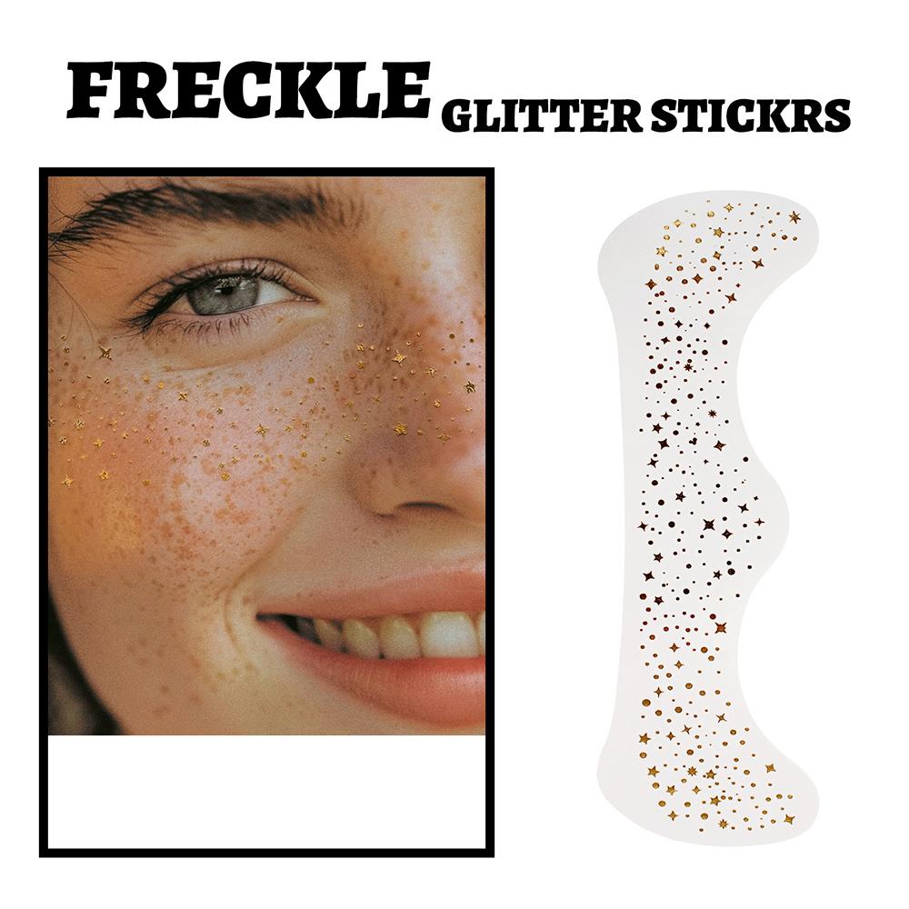 

New High Quality 4Pcs Gold Sparkle Freckles Face Tattoo Face Makeup Patches