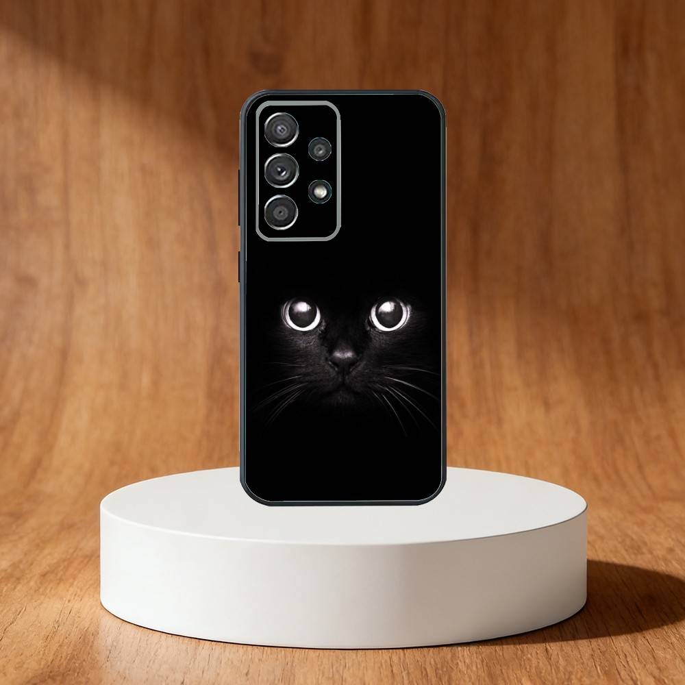 Black Cat Staring Eye Phone Case For Samsung S25,S24,S21,S22,S23,S30,Ultra,S20,Plus,Fe,Note,10,9,5G Black Cover