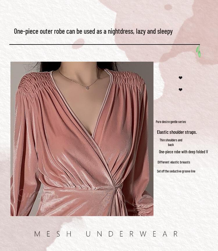Guiruo Velvet Lace-Up Robe & Sexy Pleated Cuffs Suit for Autumn/Winter