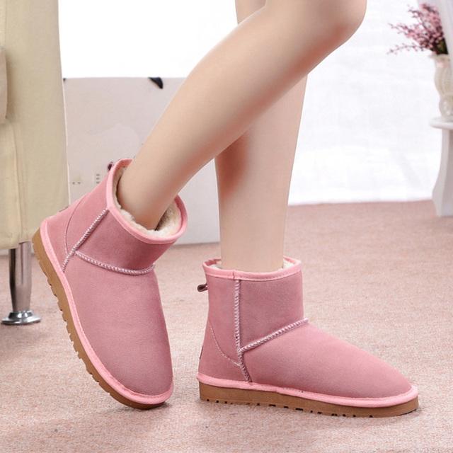 Nye Snøstøvler i Naturlig Pels Ull Dame Vinter Varme Støvler Sklisikre Damesko Ekte Kuskinn Ankelstøvletter Størrelse 45