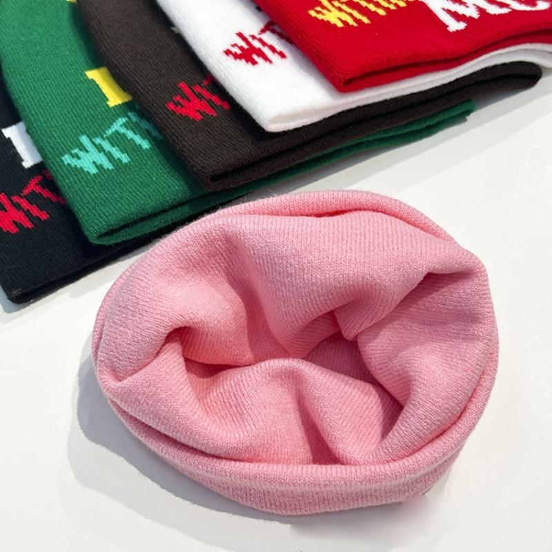 Winter Knitted Hat for Teen Windproof Hat with Jacquard Letter Skiing Riding Hat