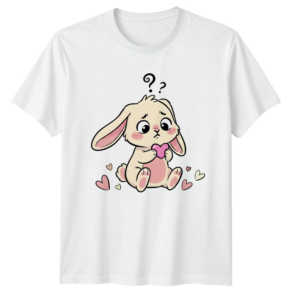 Confused Kawaii Bunny Question Mark Heart TShirt Rabbit Lover Animal Valentines