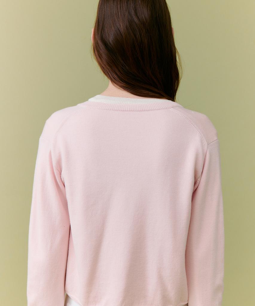 Deolil Crop Button Cardigan_Pink