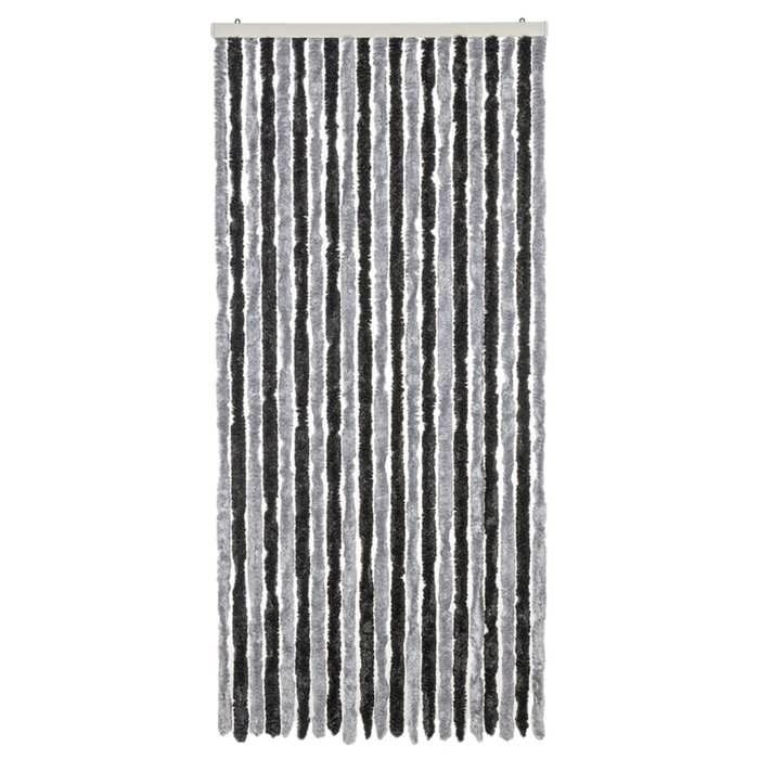 VidaXL Fly Curtain, Insect Screen with Hook, Door Curtain Adjustable Length and Width, Grey and Black 377328