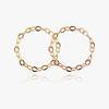 14K 18K Hollow Scallop Cut Oval Chain Gold Ring