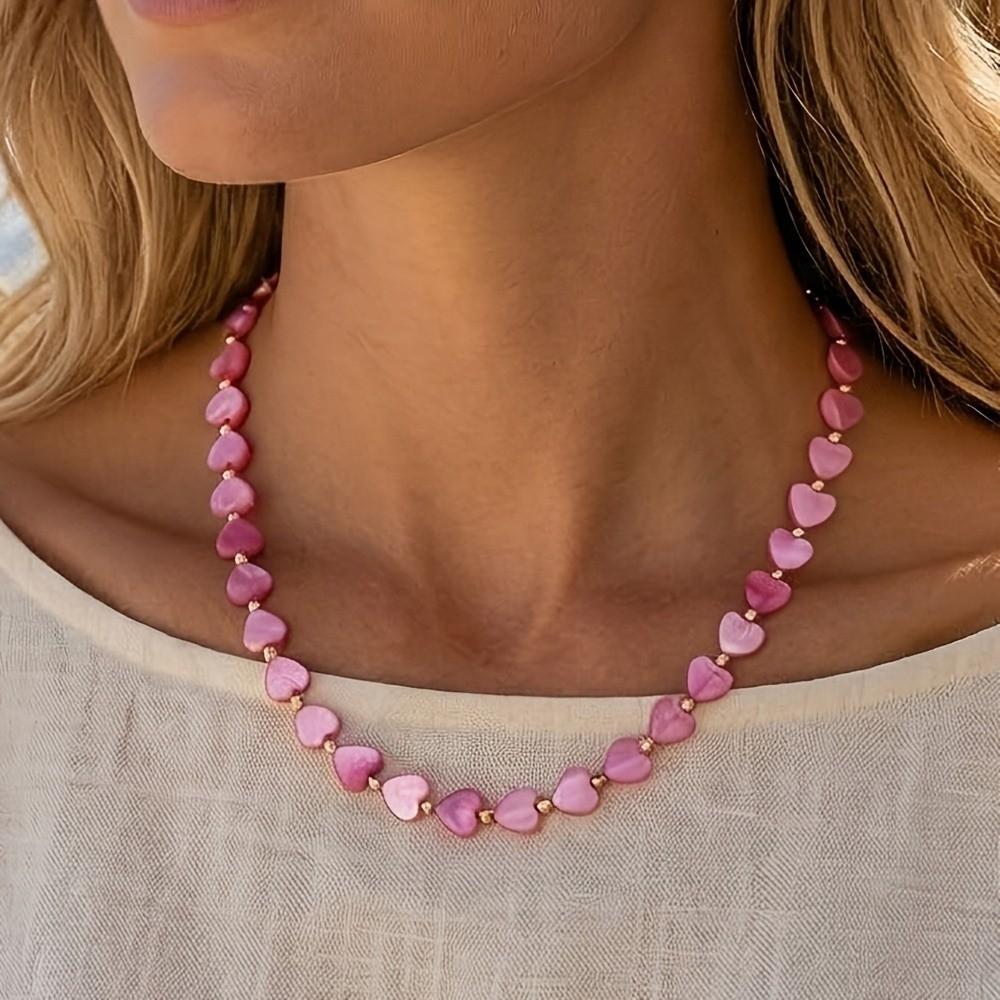 Adjustable Heart Beaded Necklace Ornaments Collarbone Chain Girls Couple Gift