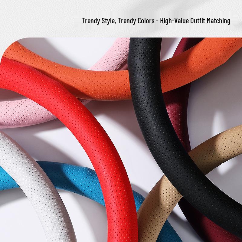 Premium Nappa Leather Steering Wheel Cover - Anti-Slip, Breathable, Ultra-Thin, All-Season