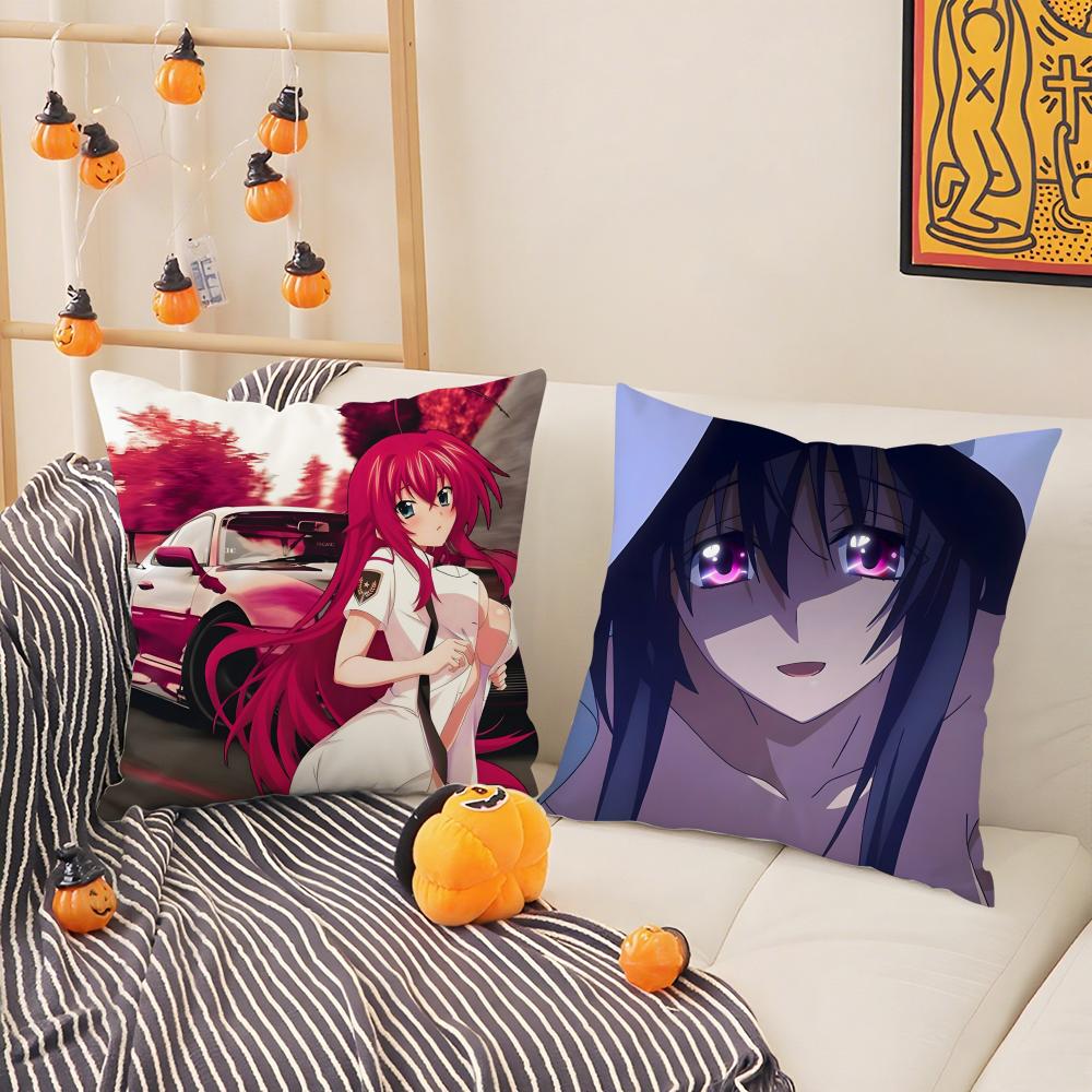 Anime High School Dxd-Beautiful Pillow Case Silky Short Plush With Invisible Zipper Dustproof Sofa Cushion Cover For Home Decor