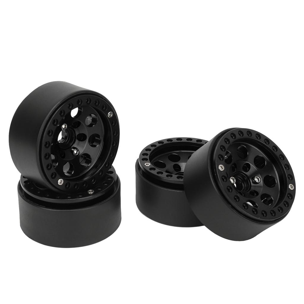 4Pcs RC Wheel Rim 1.9 Inch Aluminum Alloy Stable RC Car Wheel Hub for Axial SCX10 II III Black