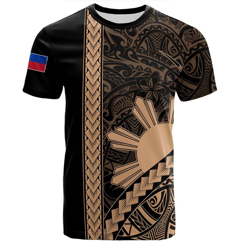 Nové 3D tričko s potiskem vlajky Filipín Erb Filipín Duchovní totem Grafická trička pro muže Vintage top