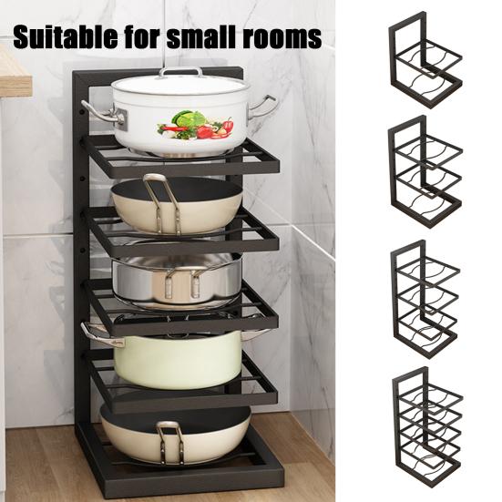 Pot Pan Shelf Pot Lid Holder Rustproof Strong Load-Bearing Height Adjustable Versatile Pot Lid Rack Multi-functional Kitchen Organizer