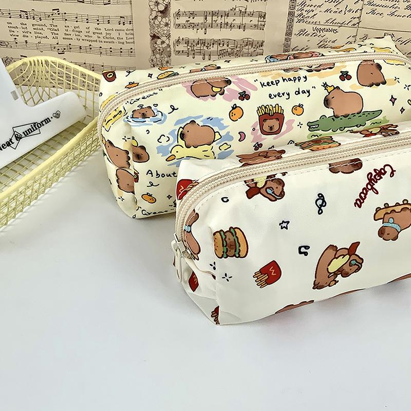 Cute Kawaii Good-Looking Capibala Pattern Print Stationery Bag Simple Pencil Case Pen Bag School Supplies Student Gift