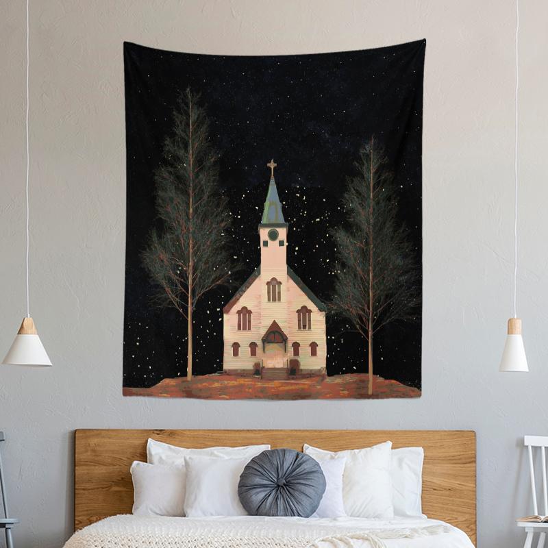 Christmas Tree Decoration Printed Pattern Tapestry Home Living Room Bedroom Wall Decoration Background Cloth Tapestry 230x180cm