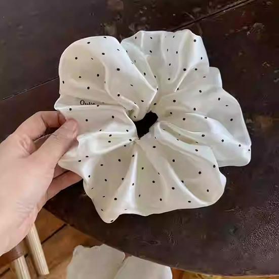 Hair Tie High Elasticity Extra Large Smooth Satin Hair Rope Dot Print Ponytail Holder Korean Style Hair Accessories
