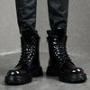 Men Boots Patent Leather Shoes Party Nightclub Dress Cowboy High Chimney Boot Platform Long Chelsea Botas