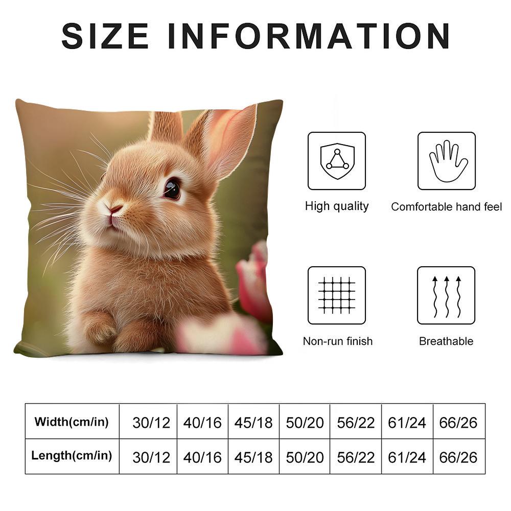 Cute Rabbit Cushion Cover Soft Plush Fabric Double-Sided Printed Sofa Cushion Cover For All Seasons Home Decor Gift