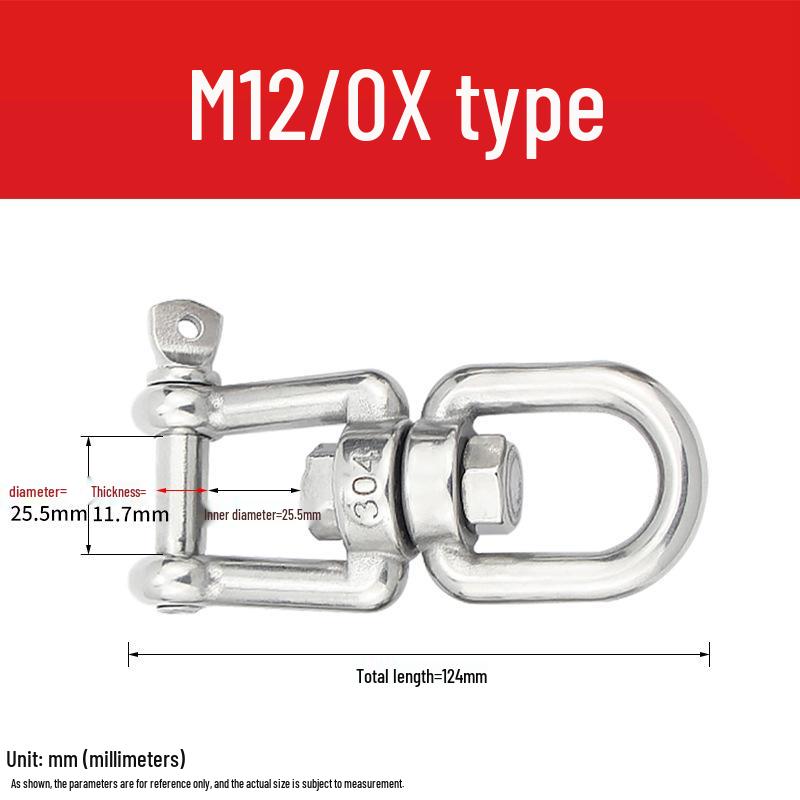 304 Stainless Steel Swivel Chain Shackle for Dog Chains and Connectors (M4, M5, M6, M8).