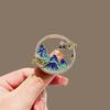Chinesischer Stil Landschafts Brosche Exquisite Corsage für Damen Kreativer Anstecker High-End und Elegant Mantel