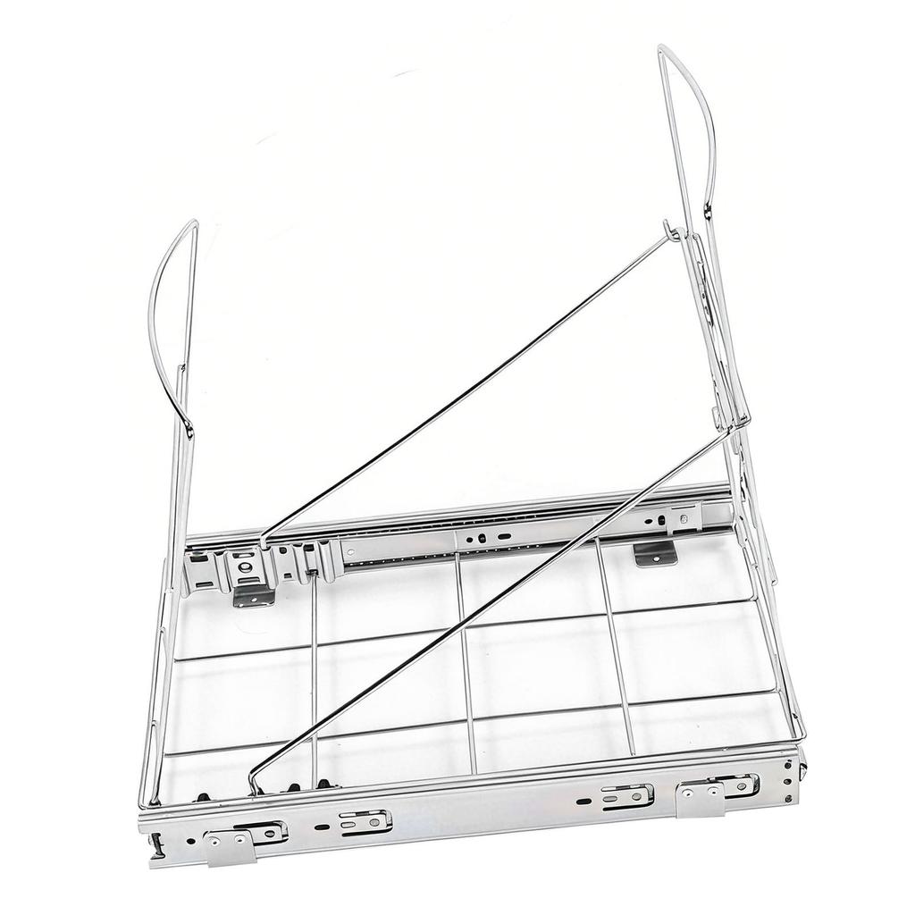 Pull Out Trash Can Holder Under Cabinet Sliding Garbage Can Organizer Stainless Steel Extendable for 30 40 Quart Bins