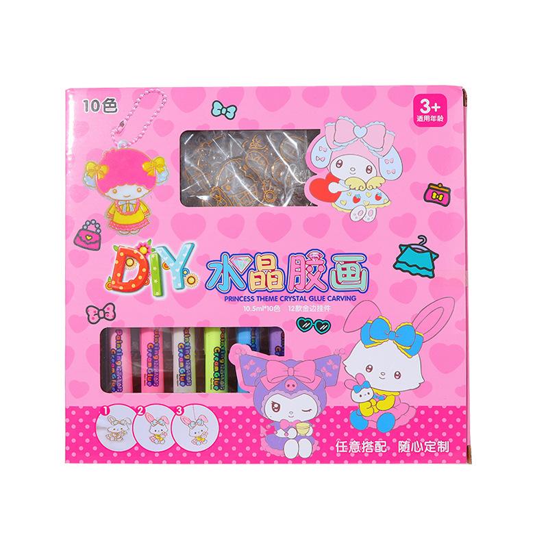 No-bake Crystal Glue Painting Set Children's Handmade DIY Jewelry Hangings Coloring Paint Painting Cream Glue Girl Gift
